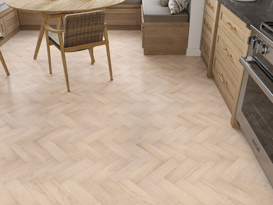 Liberty Wood 14mm Herringbone Engineered Real Wood Flooring Light Oak Brushed UV Lacquered