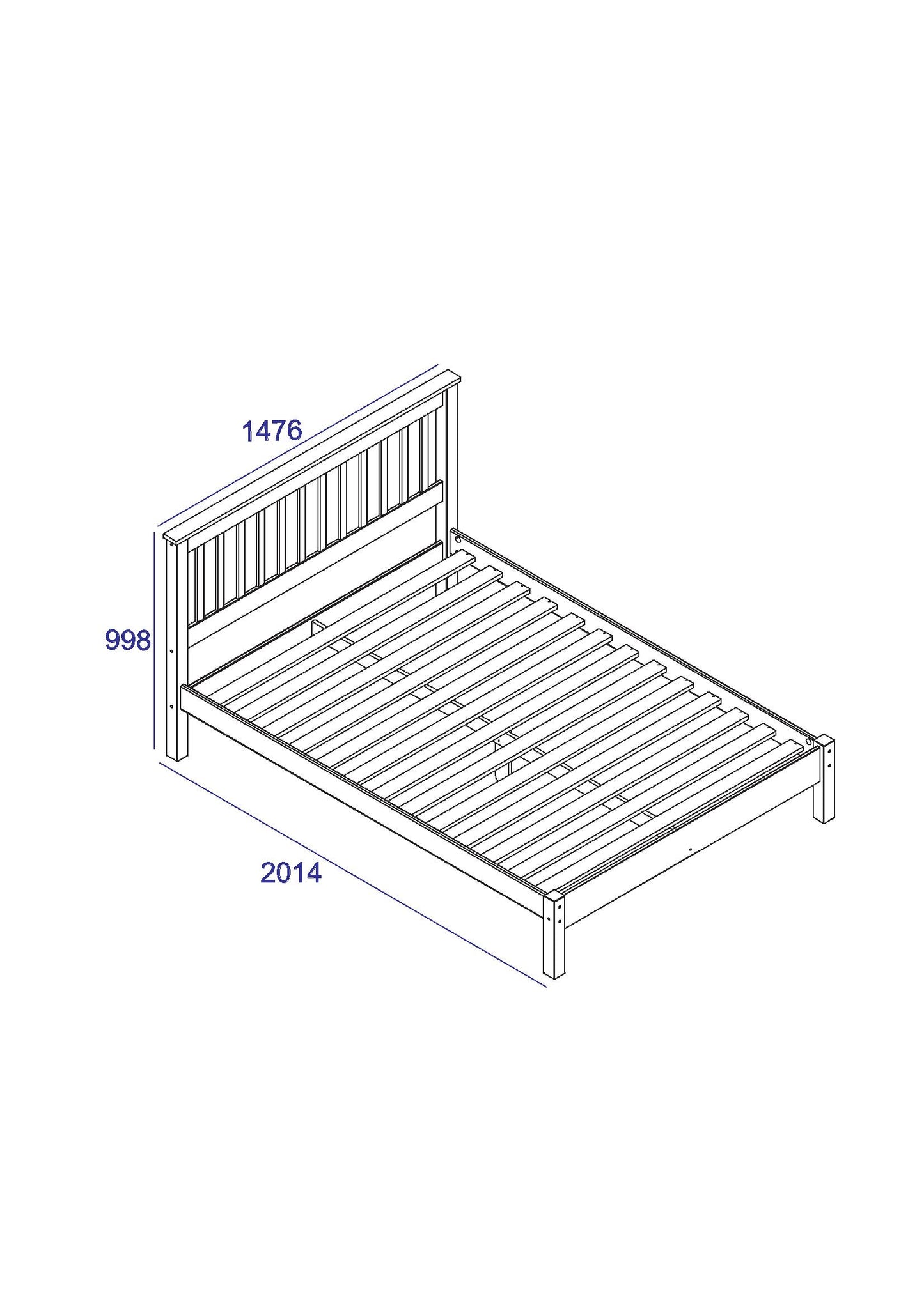 Capri Waxed Pine and White Painted Double 4'6" Slatted Low End Bedstead