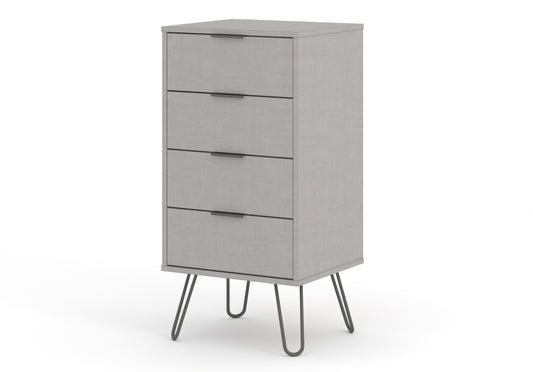 Liberty Augusta Grey Textured Finish 4 Drawer Narrow Chest of Drawers