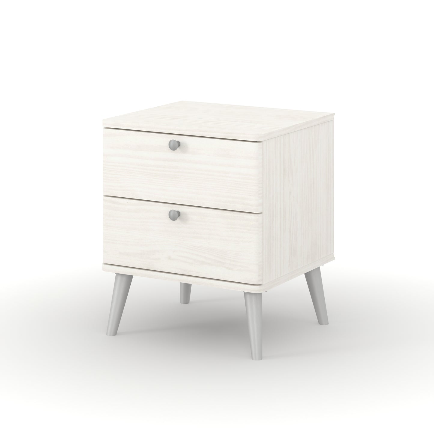 Liberty Augusta Curve White Waxed Pine 2 Drawer Bedside Cabinet