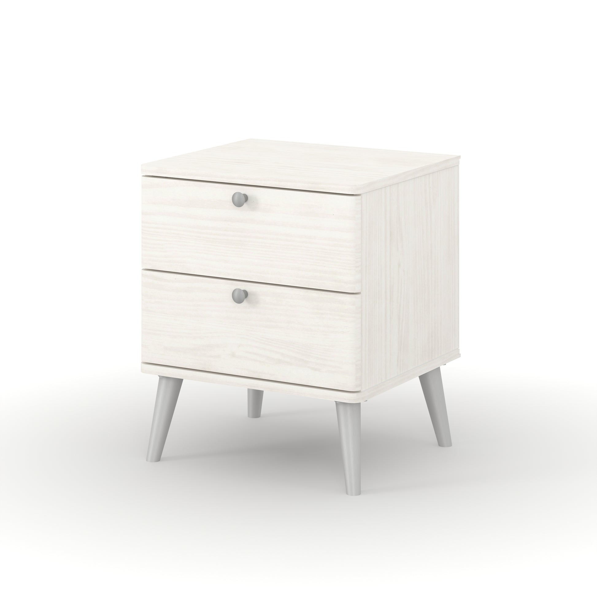 Liberty Augusta Curve White Waxed Pine 2 Drawer Bedside Cabinet