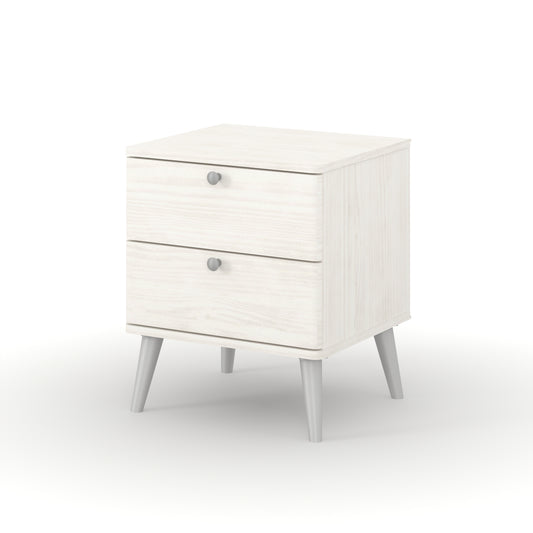 Liberty Augusta Curve White Waxed Pine 2 Drawer Bedside Cabinet