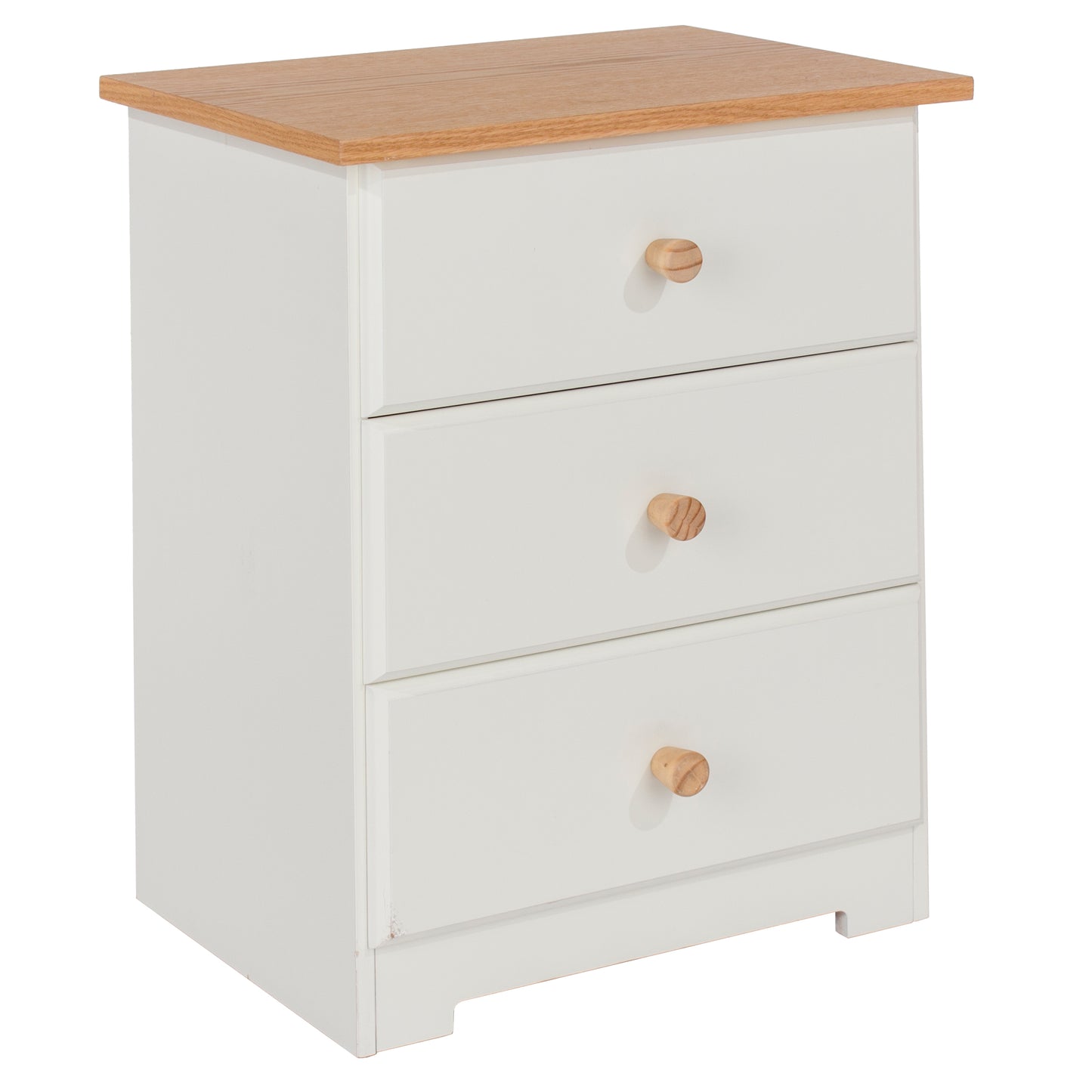 Liberty Colorado Soft White Painted Mdf with Oak Effect Tops 3 Drawer Bedside Cabinet