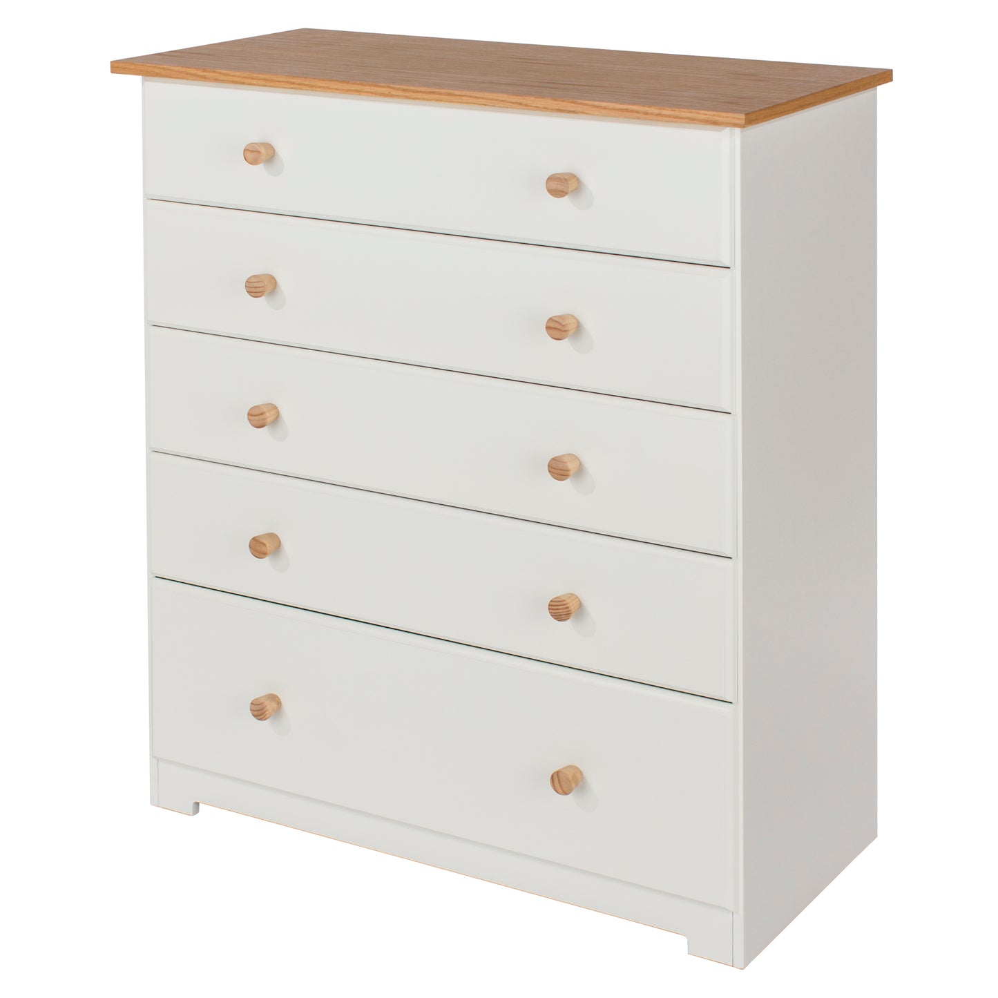 Liberty Colorado Soft White Painted Mdf with Oak Effect Tops 5 Drawer Chest
