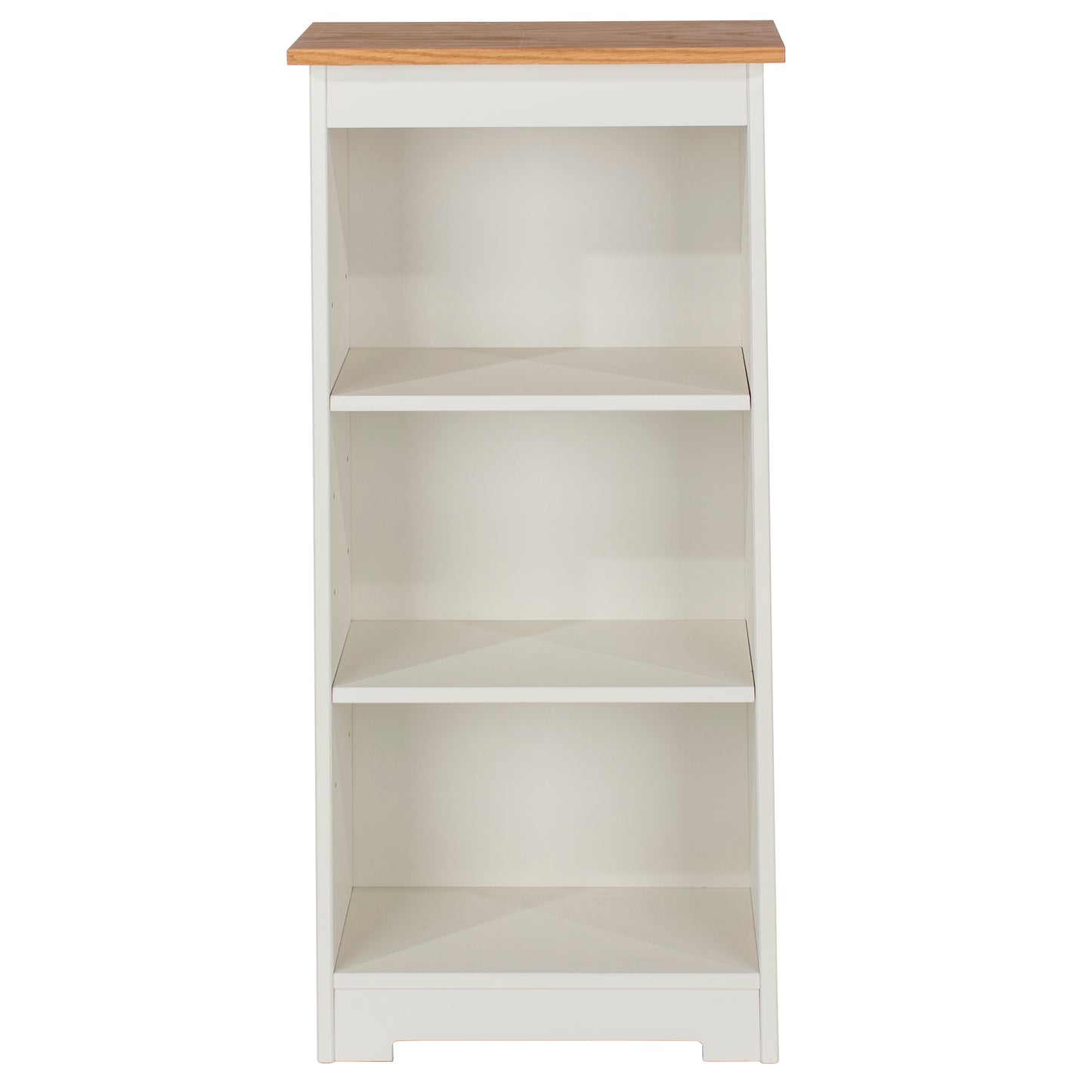 Liberty Colorado Soft White Painted Mdf with Oak Effect Tops Low Narrow Bookcase