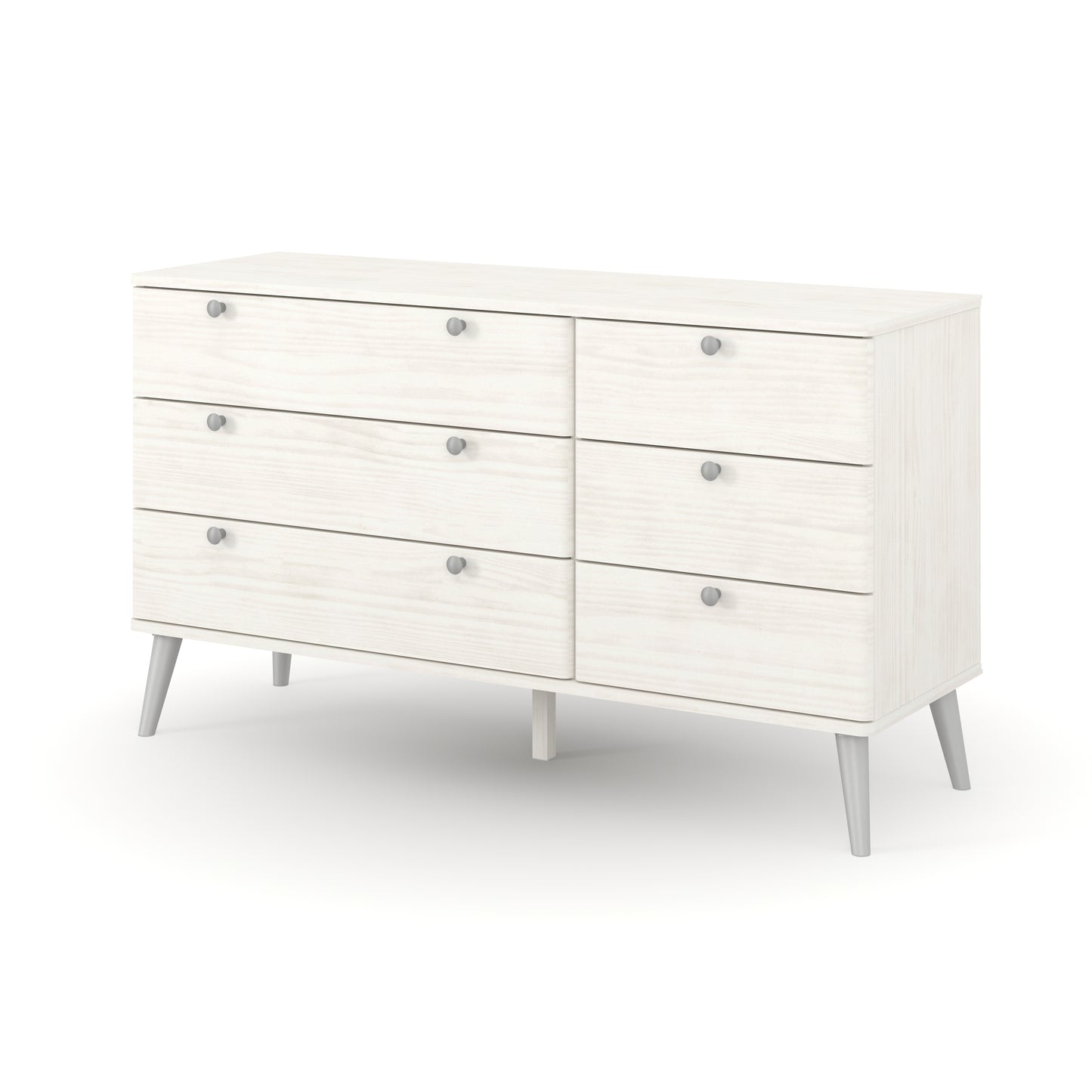 Liberty Augusta Curve White Waxed Pine 3+3 Drawer Wide Chest