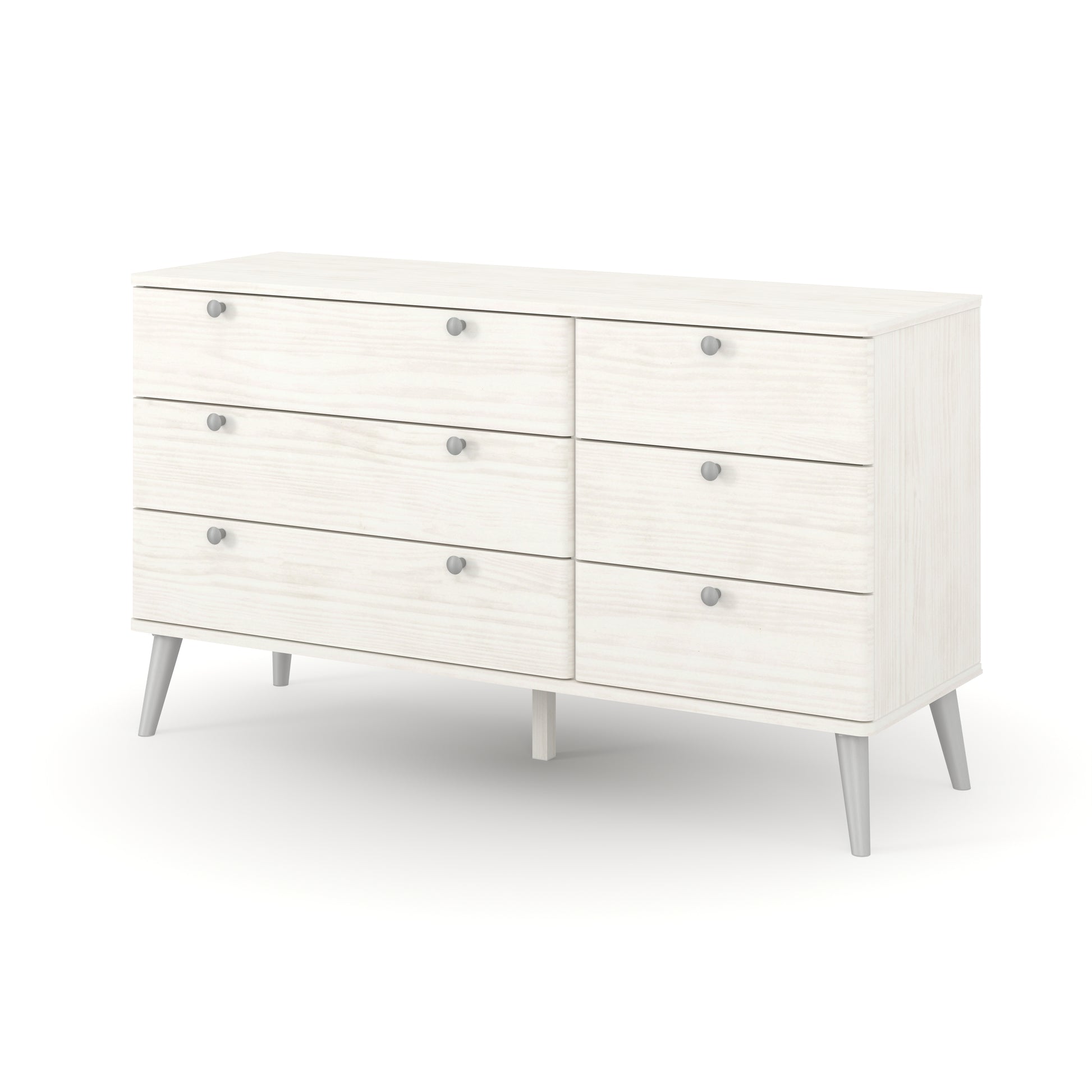 Liberty Augusta Curve White Waxed Pine 3+3 Drawer Wide Chest