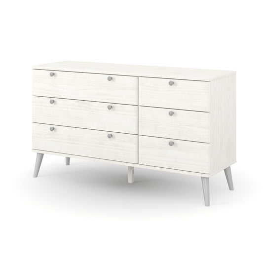 Liberty Augusta Curve White Waxed Pine 3+3 Drawer Wide Chest