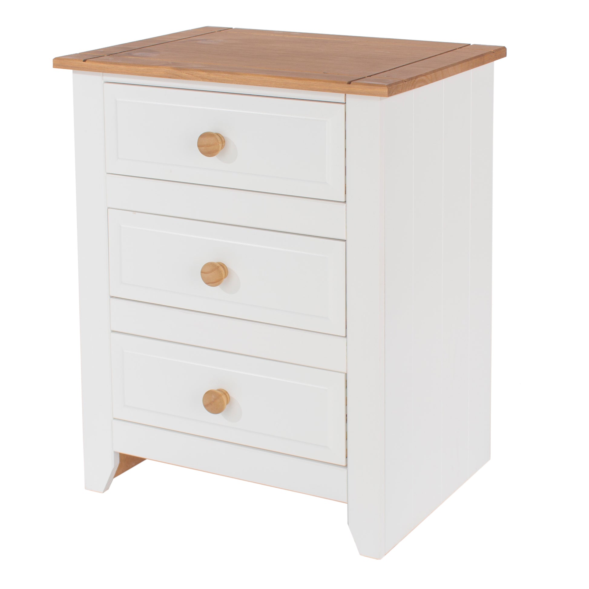 Liberty Capri Waxed Pine and White Painted Mdf 3 Drawer Bedside Cabinet