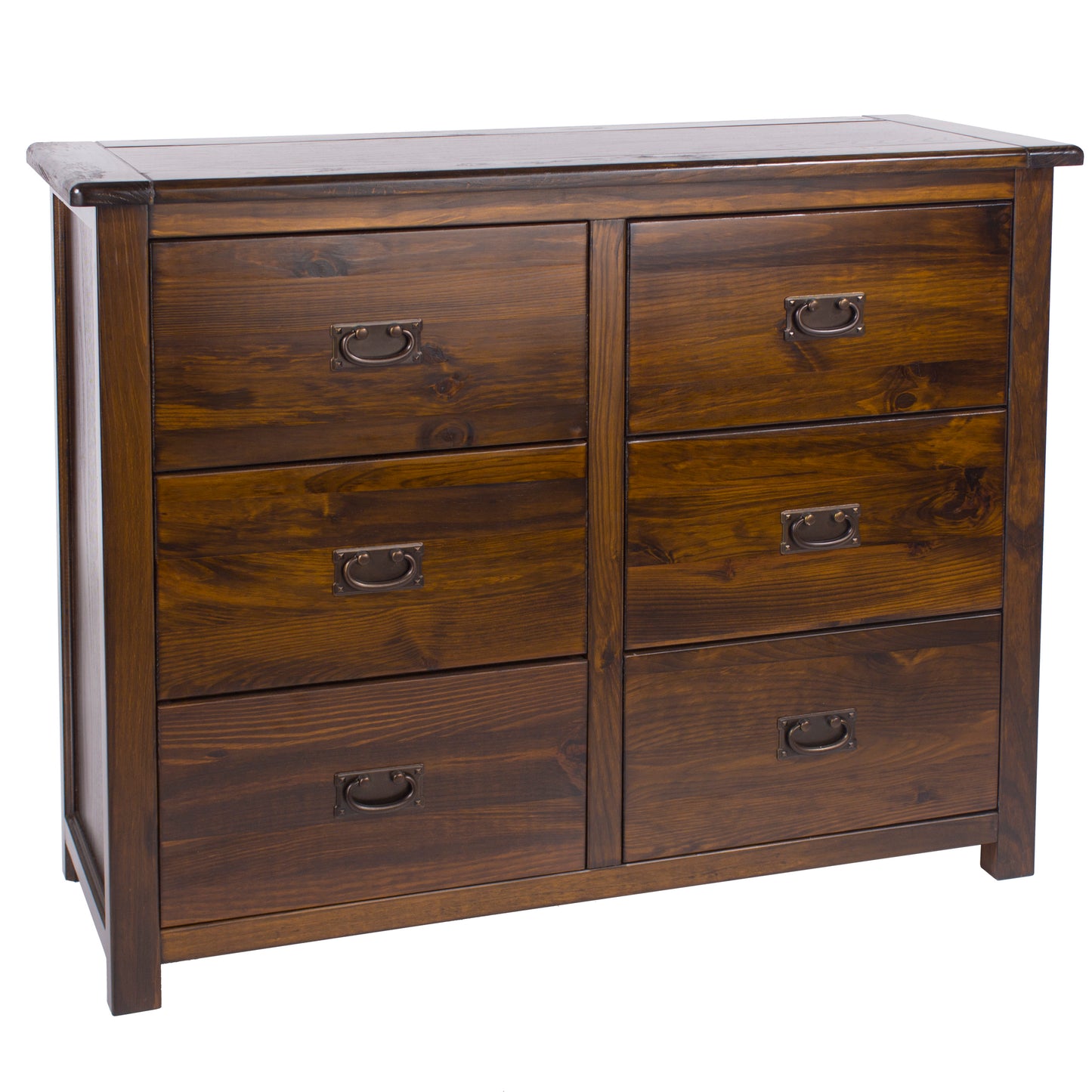 Liberty Boston Handcrafted Dark Lacquered 3+3 Drawer Wide Chest