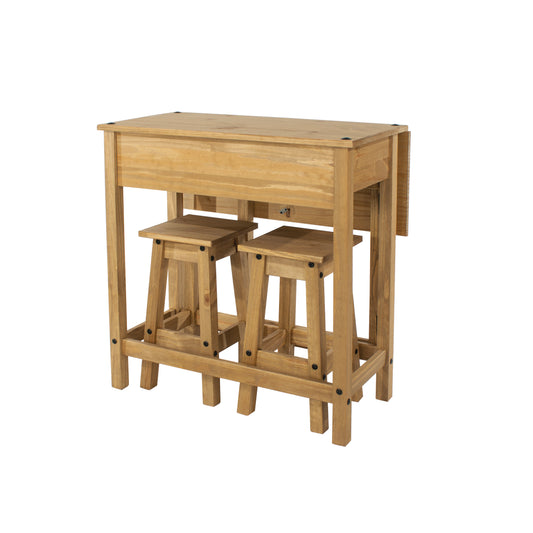 Liberty Corona Premium Waxed Pine Downstairs Breakfast Drop Leaf Table & 2 Stools Set