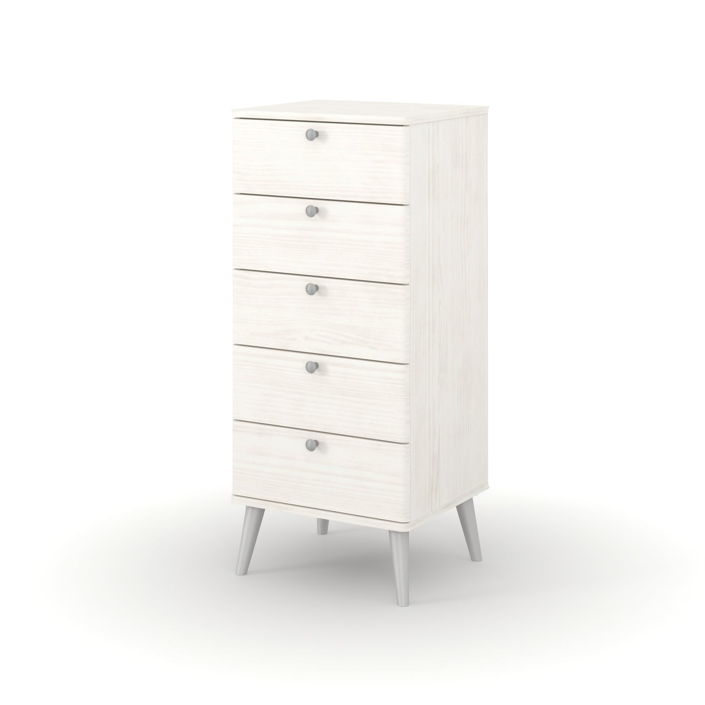 Liberty Augusta Curve White Waxed Pine 5 Drawer Narrow Chest