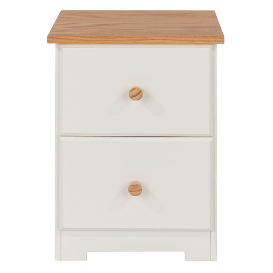 Liberty Colorado Soft White Painted Mdf with Oak Effect Tops 2 Drawer Petite Bedside Cabinet