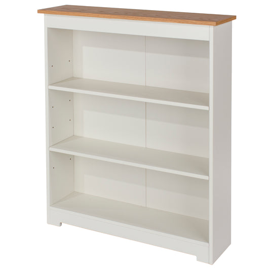 Liberty Colorado Soft White Painted Mdf with Oak Effect Tops Low Wide Bookcase