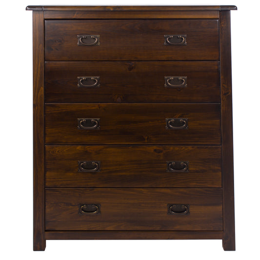 Liberty Boston Handcrafted Dark Lacquered 5 Drawer Chest