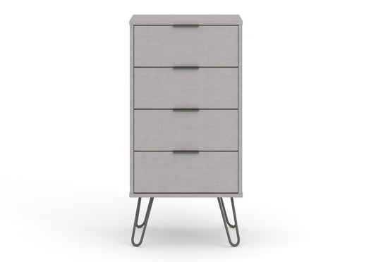 Liberty Augusta Grey Textured Finish 4 Drawer Narrow Chest of Drawers