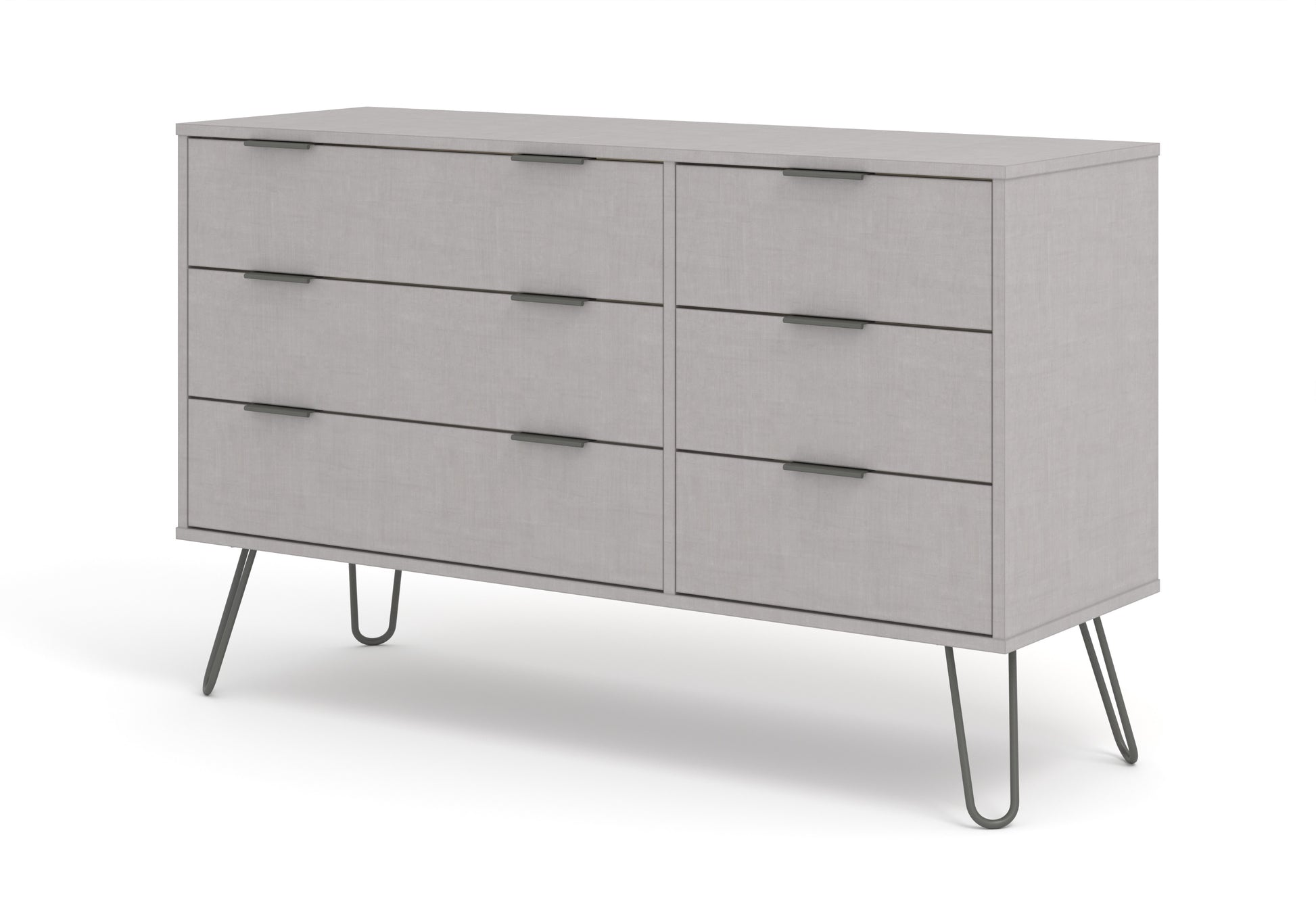 Liberty Augusta Grey Textured Finish 3+3 Drawer Wide Chest of Drawers