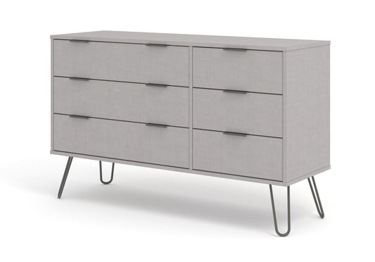 Liberty Augusta Grey Textured Finish 3+3 Drawer Wide Chest of Drawers