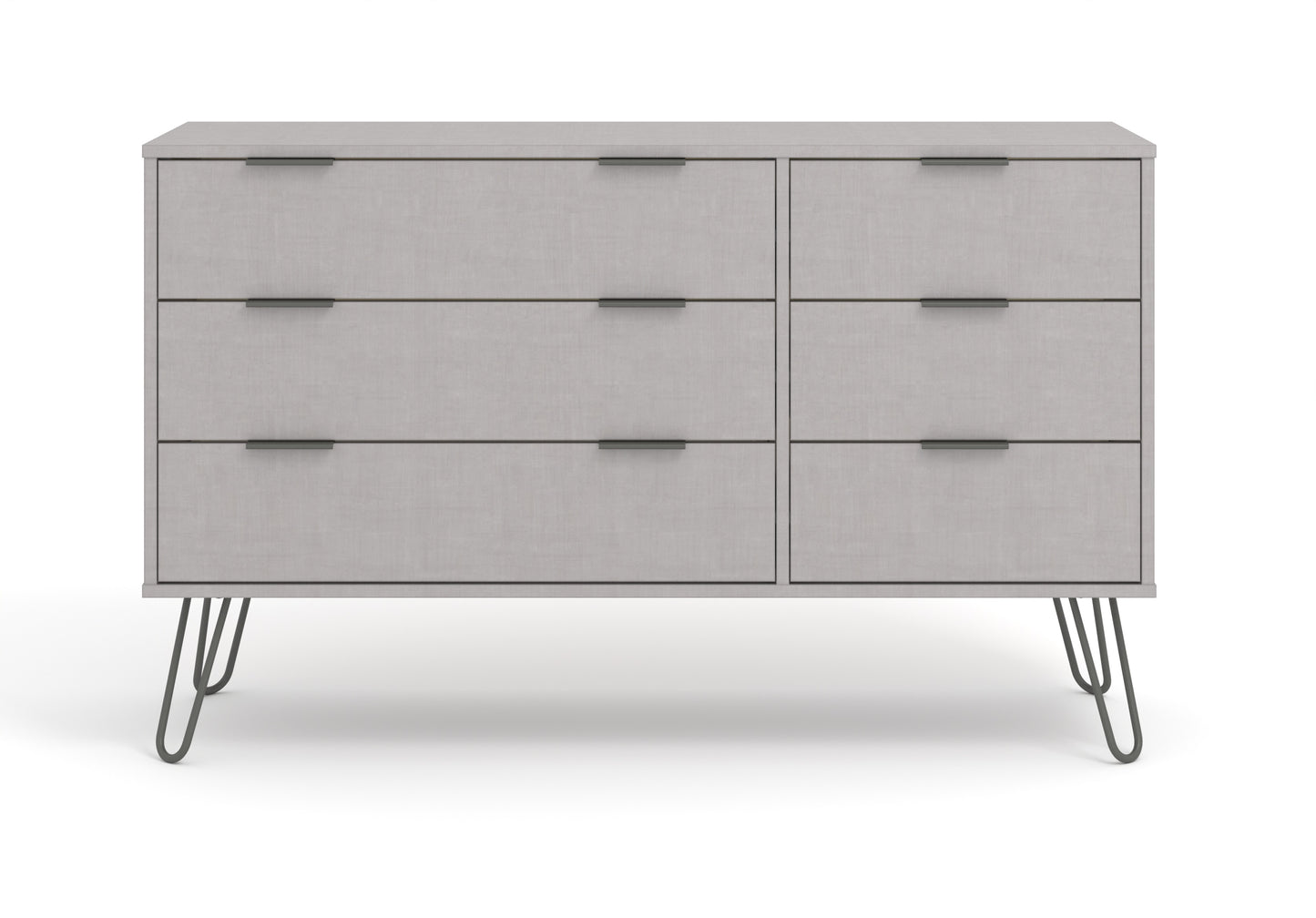 Liberty Augusta Grey Textured Finish 3+3 Drawer Wide Chest of Drawers