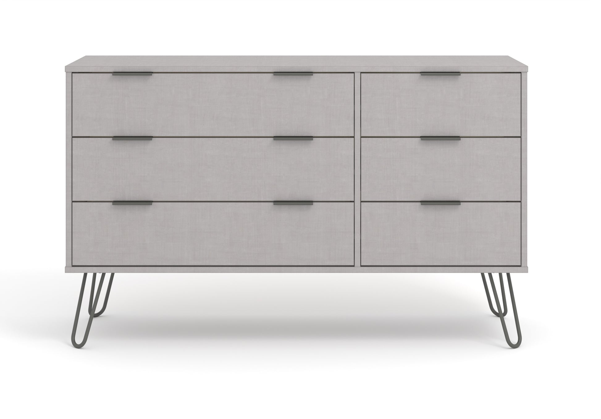 Liberty Augusta Grey Textured Finish 3+3 Drawer Wide Chest of Drawers
