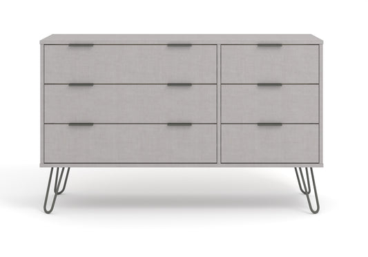 Liberty Augusta Grey Textured Finish 3+3 Drawer Wide Chest of Drawers