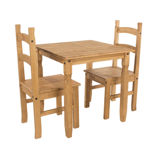 Liberty Corona Premium Waxed Pine Square Dining Table & 2 Chair Set