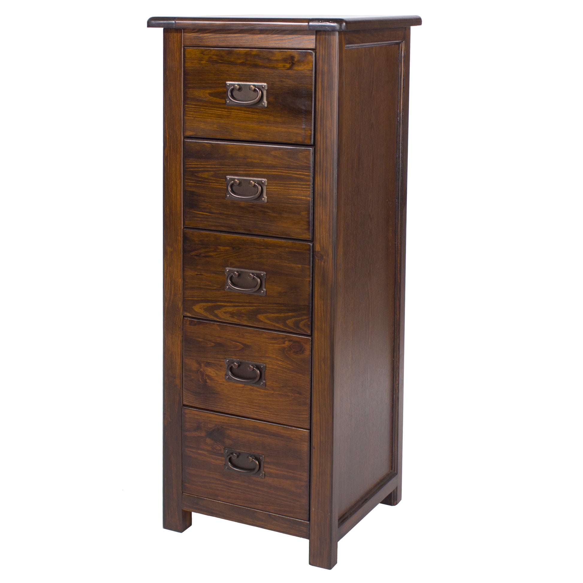 Liberty Boston Handcrafted Dark Lacquered 5 Drawer Narrow Chest