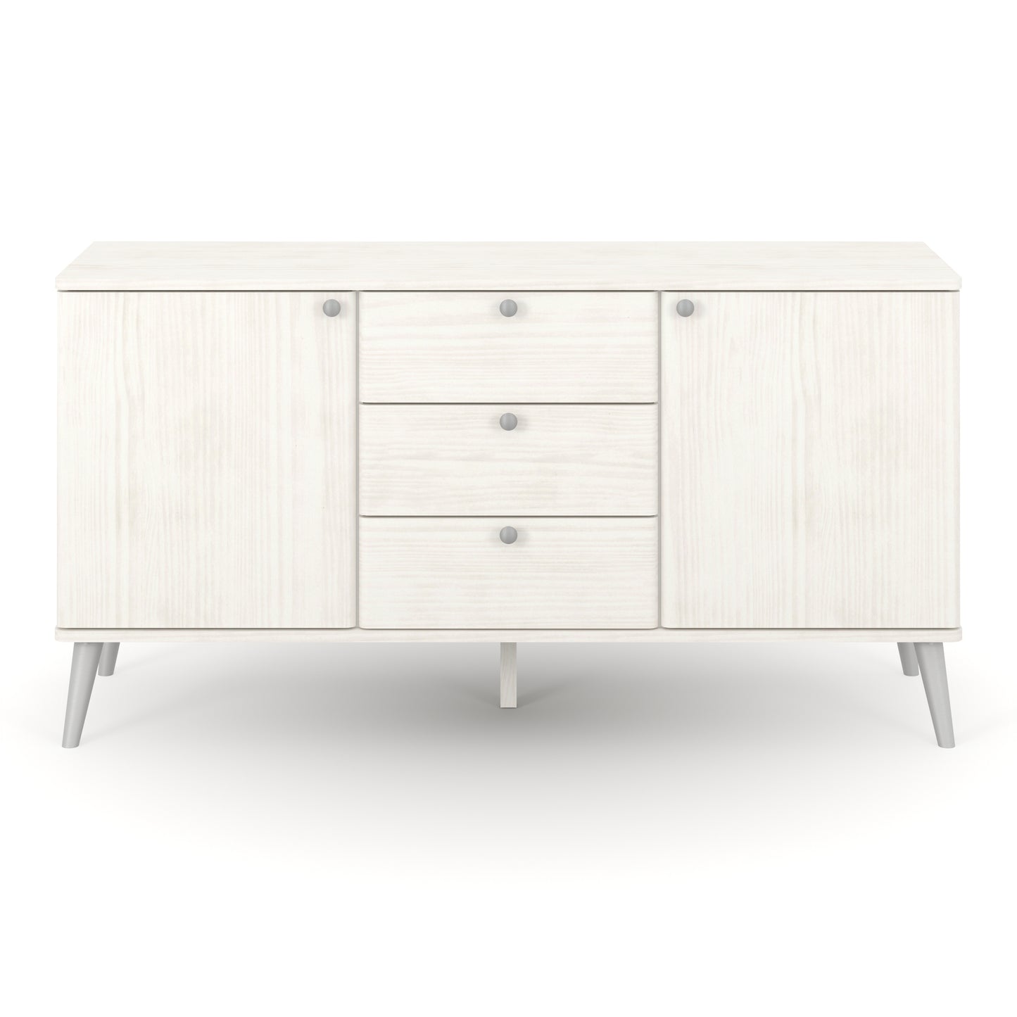 Liberty Augusta Curve White Waxed Pine Medium Sideboard with 2 Doors, 3 Drawers