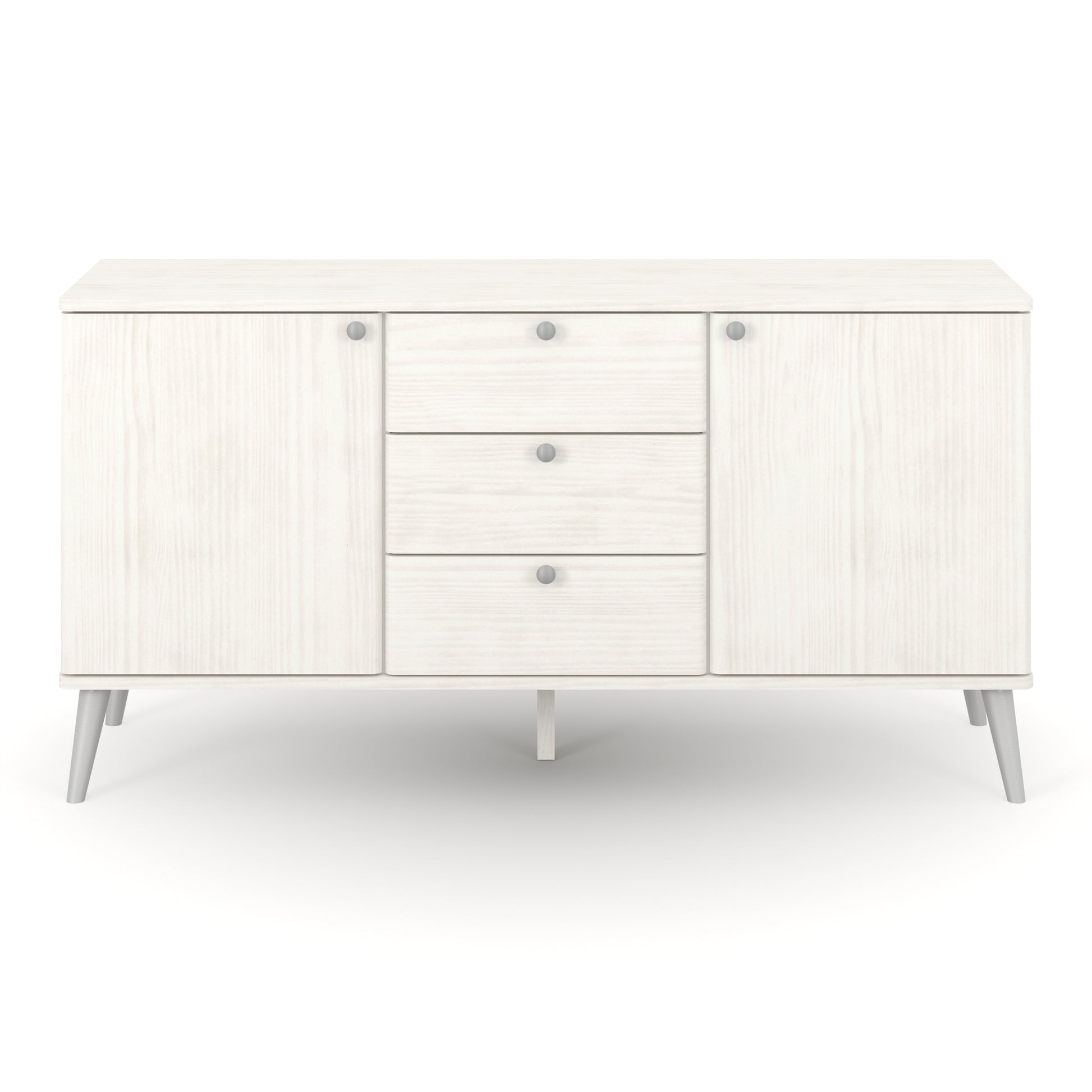 Liberty Augusta Curve White Waxed Pine Medium Sideboard with 2 Doors, 3 Drawers