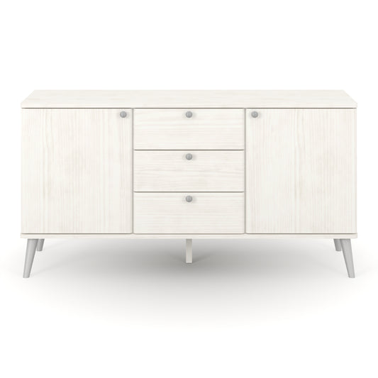 Liberty Augusta Curve White Waxed Pine Medium Sideboard with 2 Doors, 3 Drawers