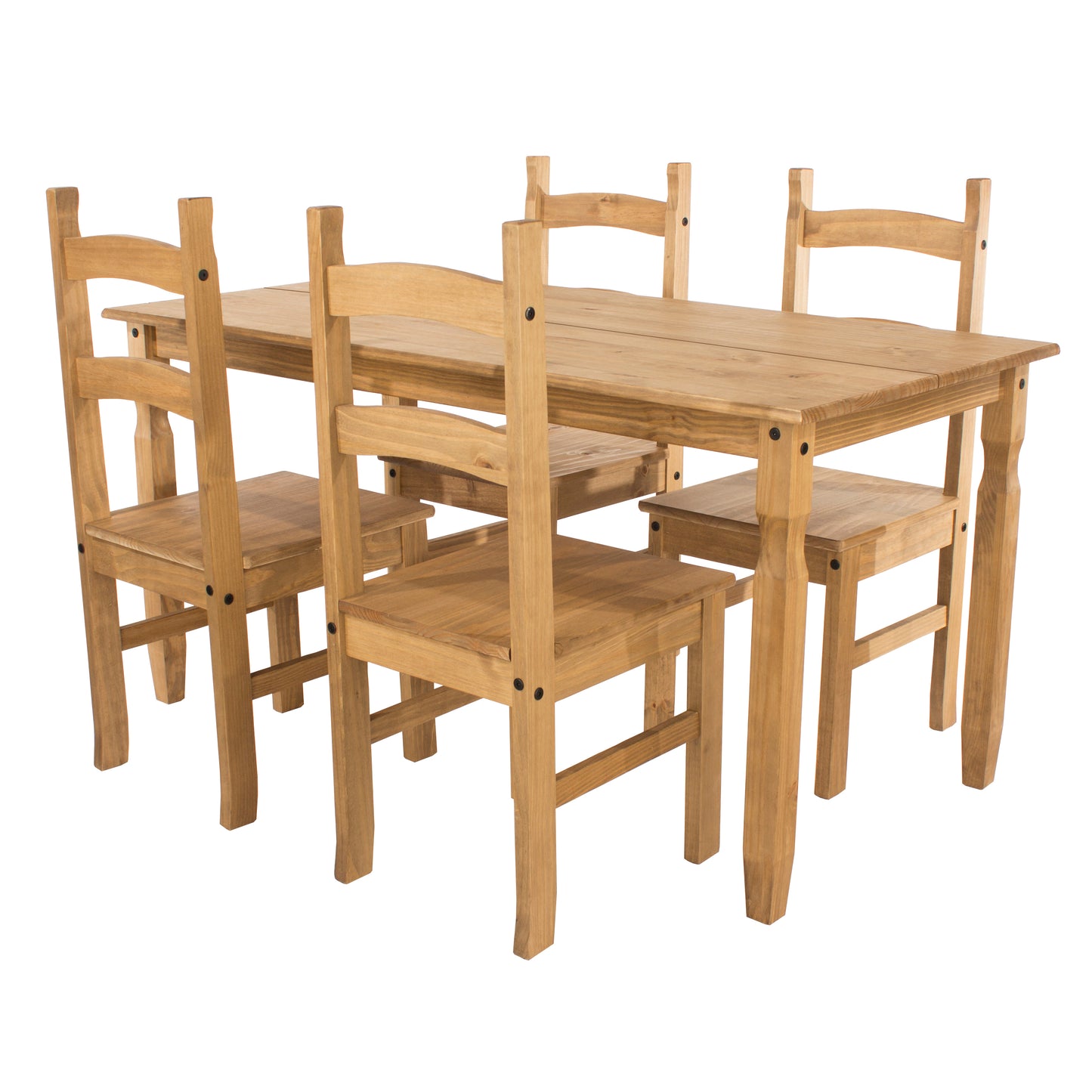 Liberty Corona Premium Waxed Pine Downstairs Rectangular Dining Table & 4 Chair Set
