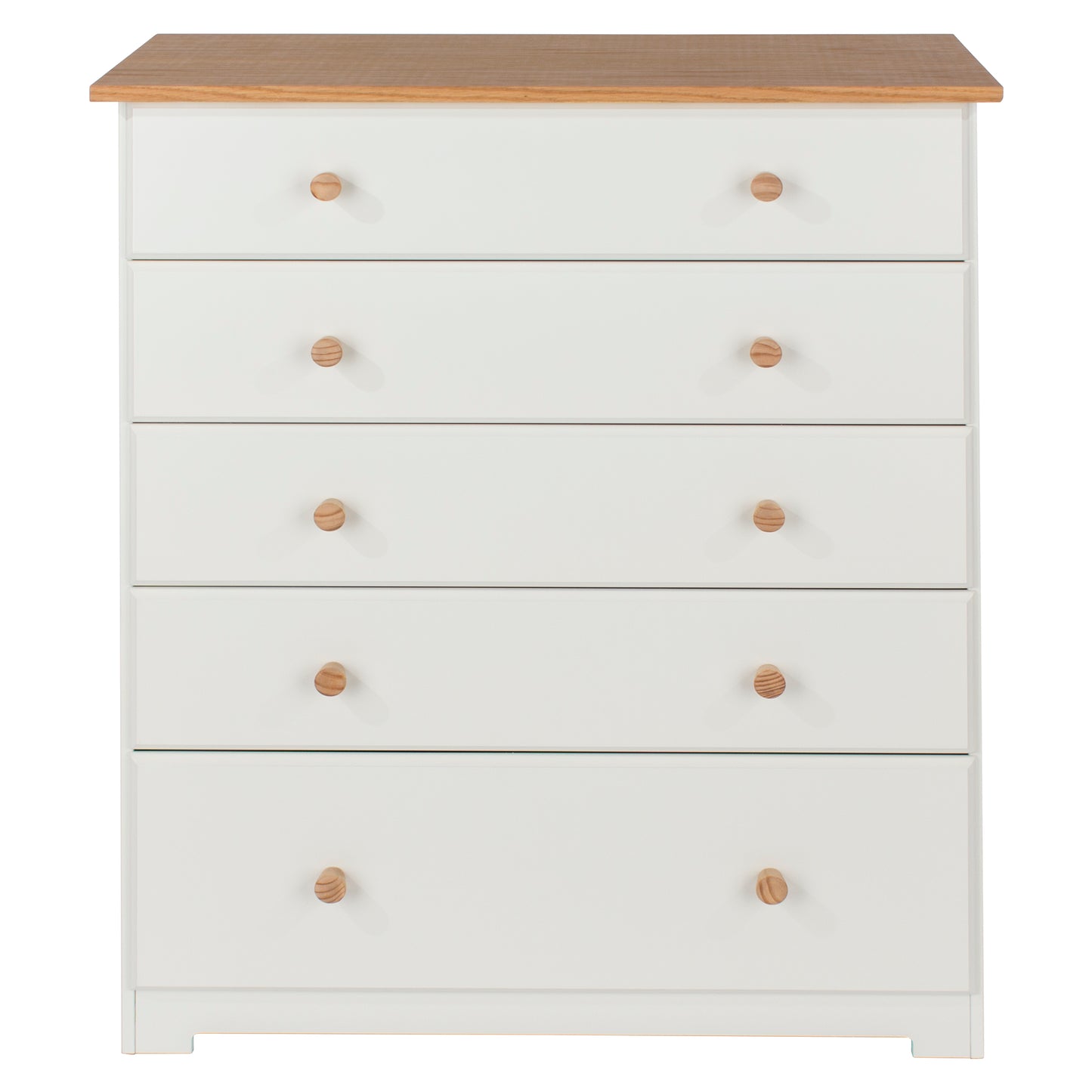 Liberty Colorado Soft White Painted Mdf with Oak Effect Tops 5 Drawer Chest