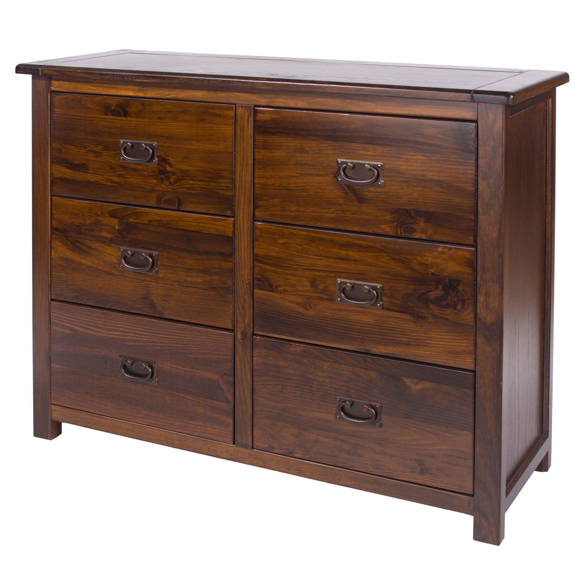 Liberty Boston Handcrafted Dark Lacquered 3+3 Drawer Wide Chest
