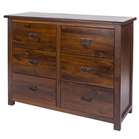 Liberty Boston Handcrafted Dark Lacquered 3+3 Drawer Wide Chest