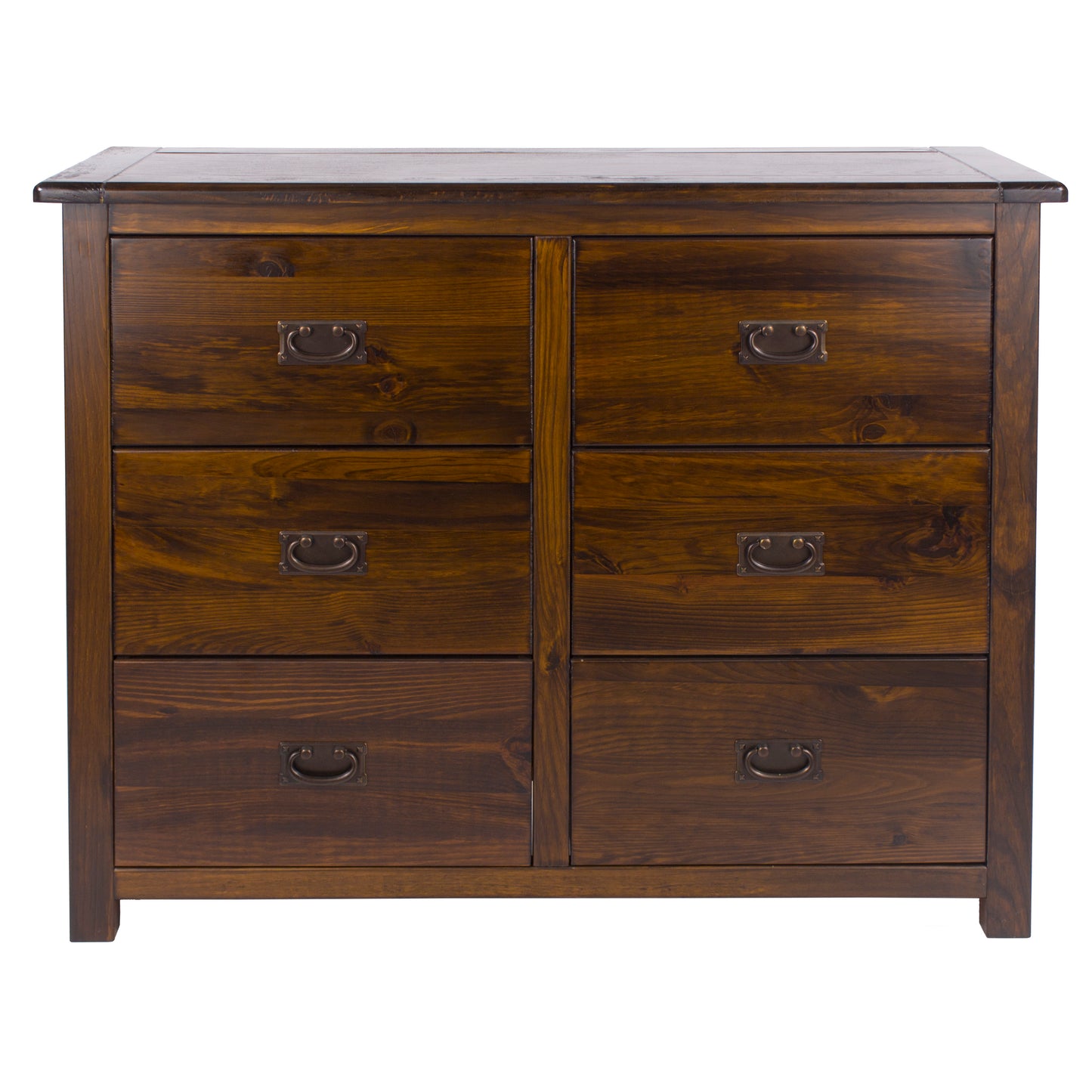 Liberty Boston Handcrafted Dark Lacquered 3+3 Drawer Wide Chest