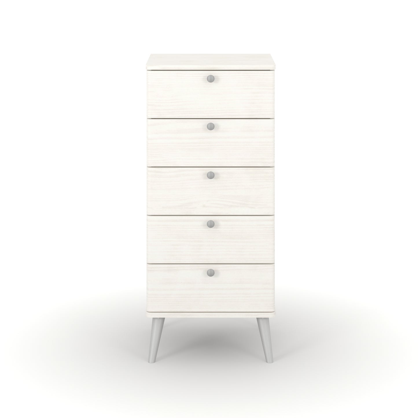 Liberty Augusta Curve White Waxed Pine 5 Drawer Narrow Chest