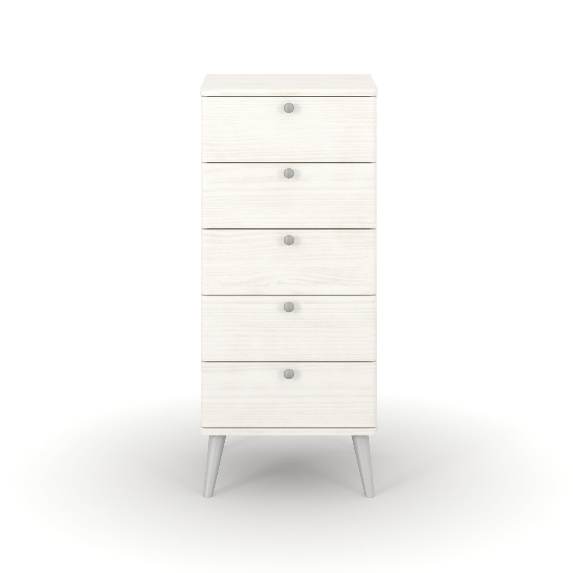 Liberty Augusta Curve White Waxed Pine 5 Drawer Narrow Chest