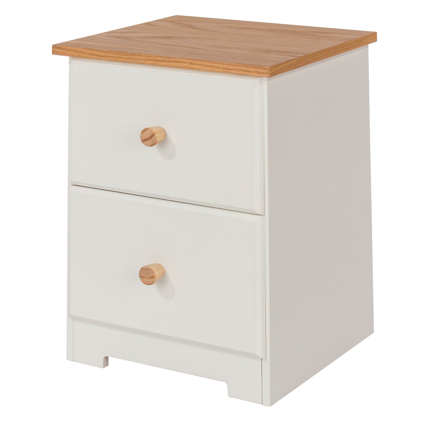Liberty Colorado Soft White Painted Mdf with Oak Effect Tops 2 Drawer Petite Bedside Cabinet
