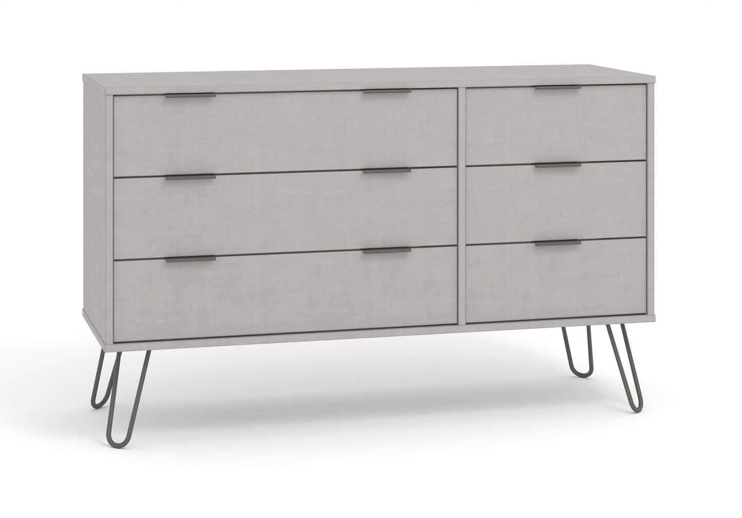 Liberty Augusta Grey Textured Finish 3+3 Drawer Wide Chest of Drawers