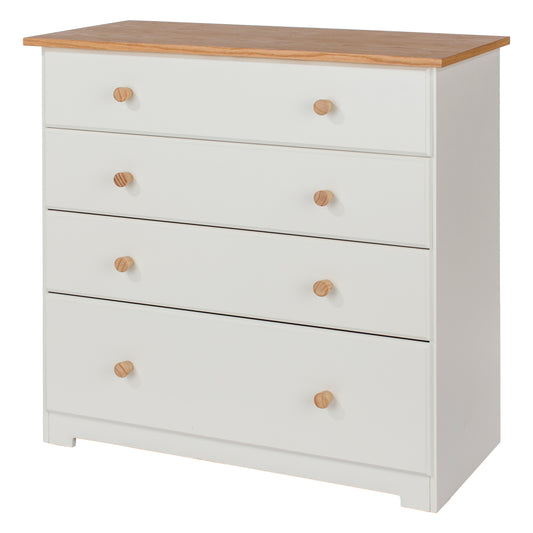 Liberty Colorado Soft White Painted Mdf with Oak Effect Tops 4 Drawer Chest