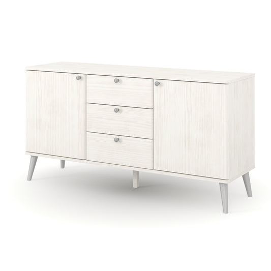 Liberty Augusta Curve White Waxed Pine Medium Sideboard with 2 Doors, 3 Drawers