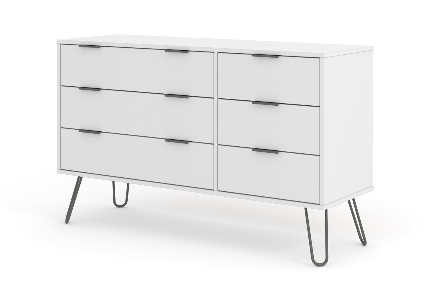 Liberty Augusta White 3+3 Drawer Wide Chest of Drawers