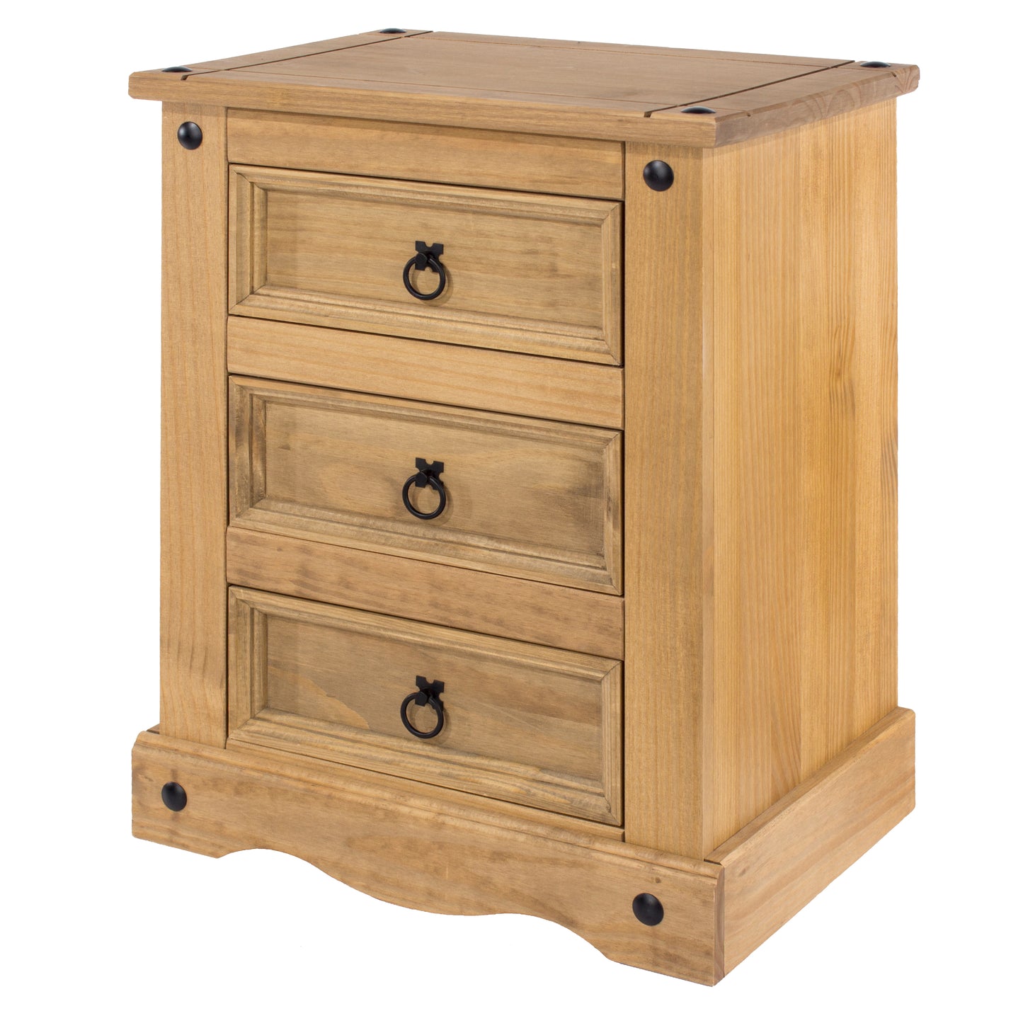 Liberty Corona Premium Waxed Pine Bedroom 3 Drawer Bedside Cabinet
