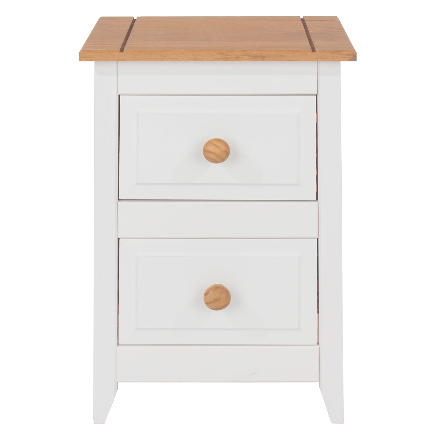 Liberty Capri Waxed Pine and White Painted Mdf 2 Drawer Petite Bedside Cabinet
