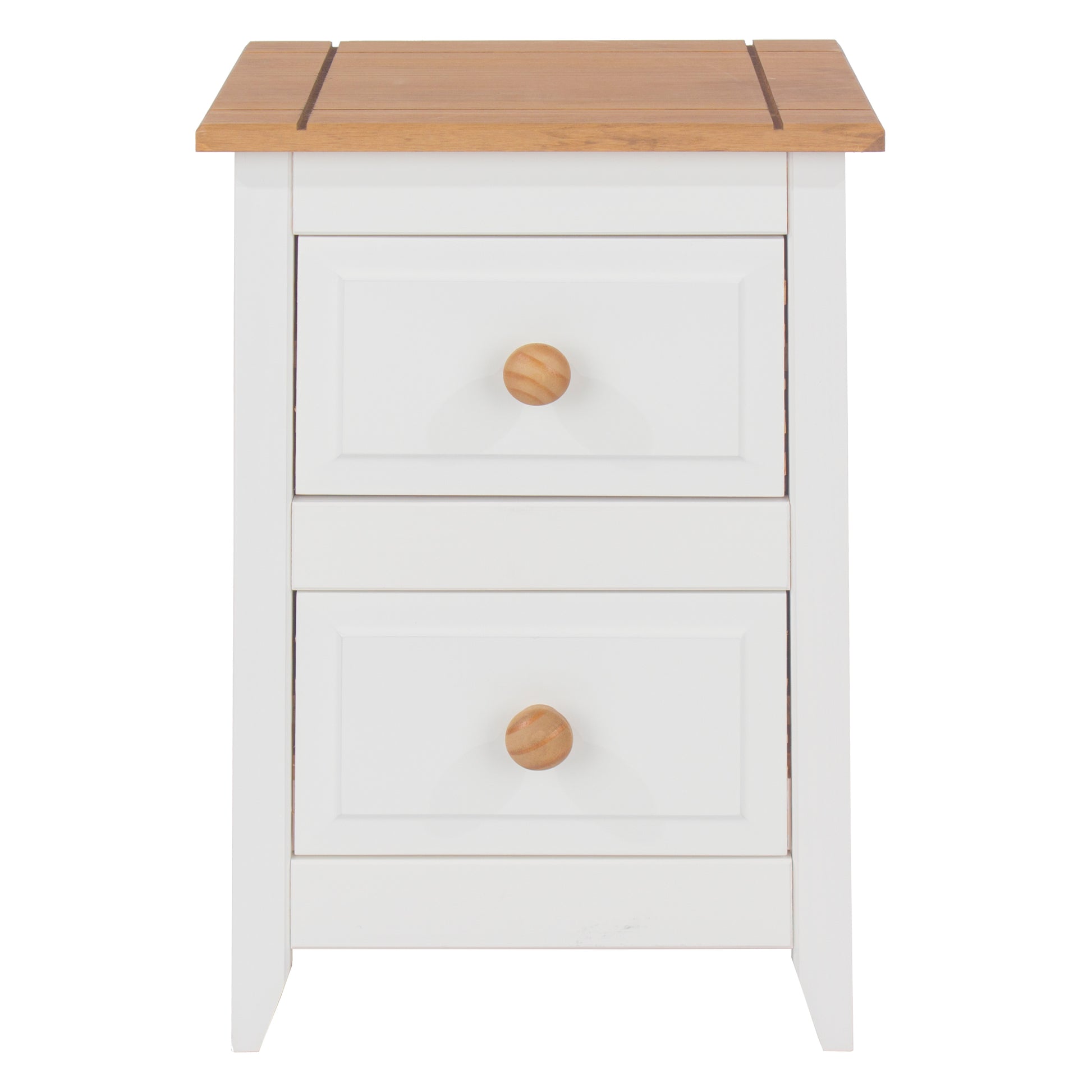 Liberty Capri Waxed Pine and White Painted Mdf 2 Drawer Petite Bedside Cabinet