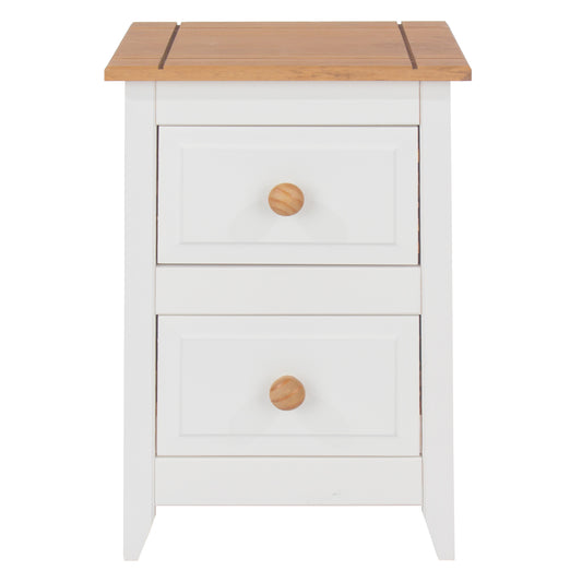 Liberty Capri Waxed Pine and White Painted Mdf 2 Drawer Petite Bedside Cabinet
