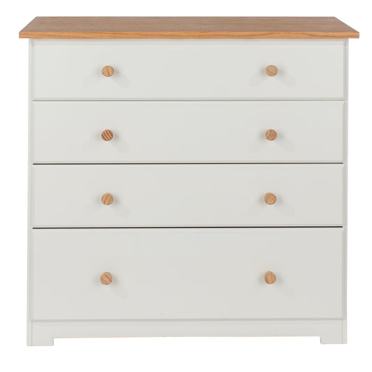 Liberty Colorado Soft White Painted Mdf with Oak Effect Tops 4 Drawer Chest