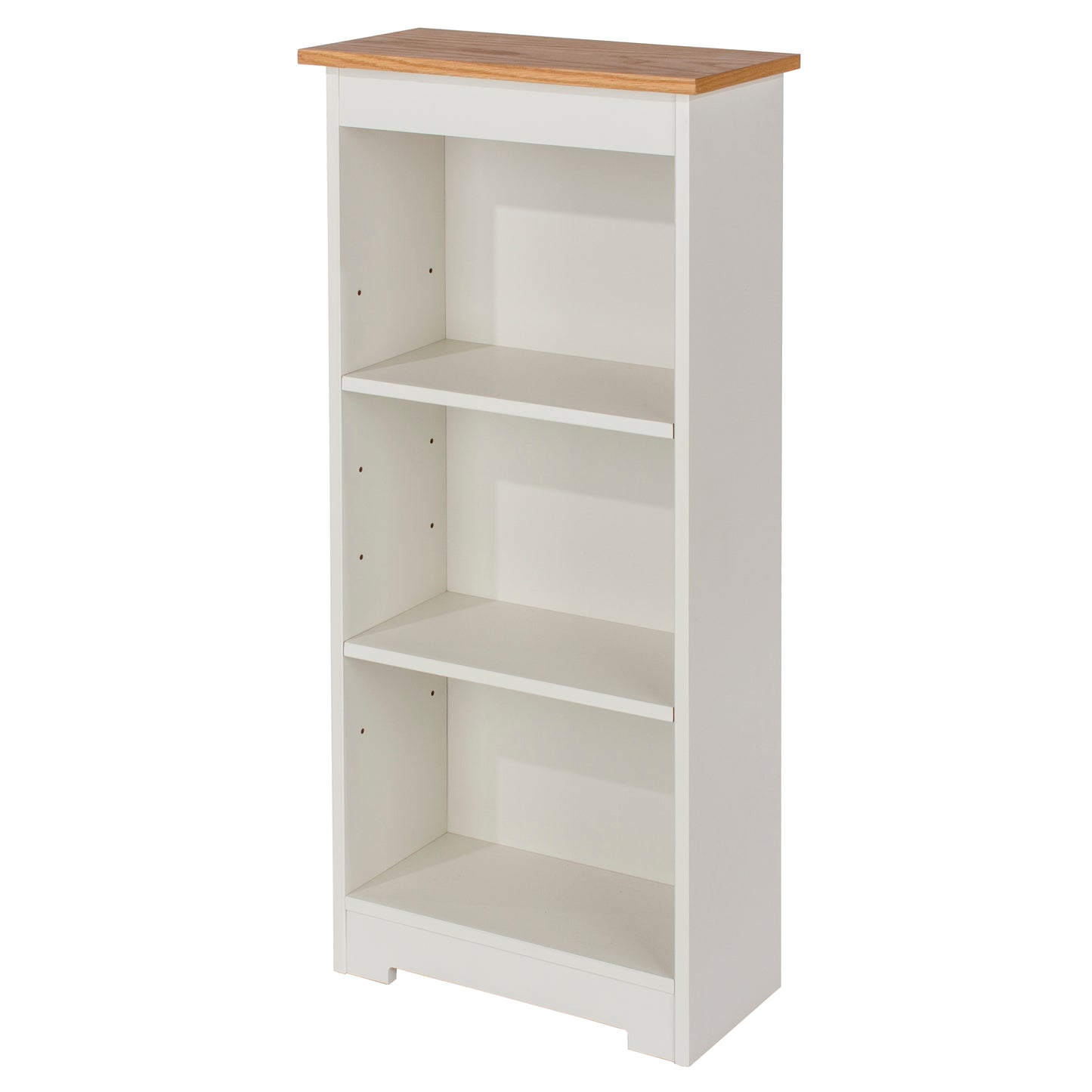 Liberty Colorado Soft White Painted Mdf with Oak Effect Tops Low Narrow Bookcase