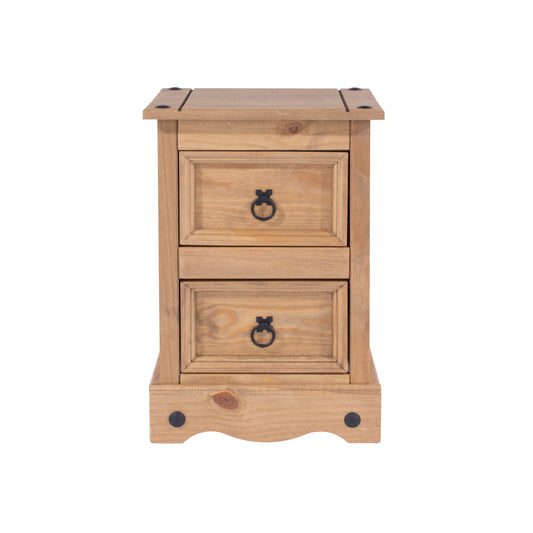 Liberty Corona Premium Waxed Pine Bedroom 2 Drawer Petite Bedside Cabinet