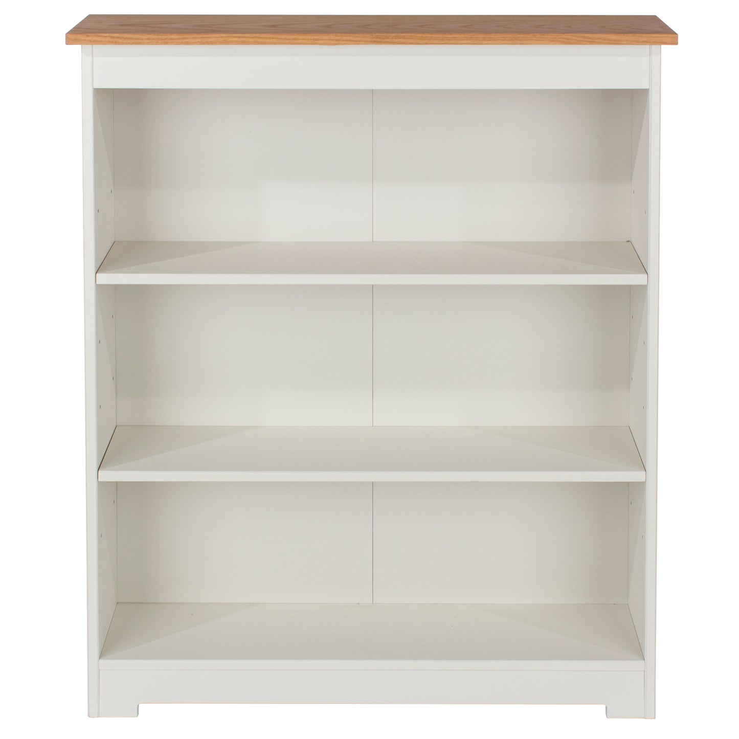 Liberty Colorado Soft White Painted Mdf with Oak Effect Tops Low Wide Bookcase
